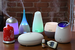 Group of colorful essential oil diffuser